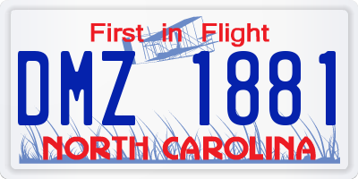 NC license plate DMZ1881