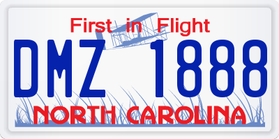 NC license plate DMZ1888