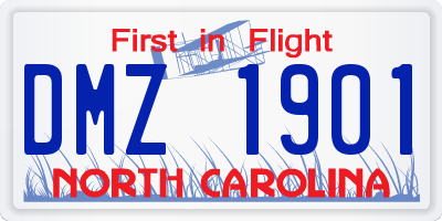 NC license plate DMZ1901