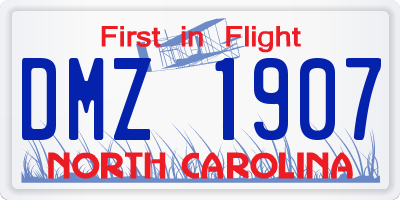 NC license plate DMZ1907