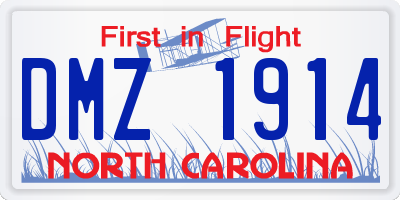 NC license plate DMZ1914