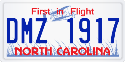 NC license plate DMZ1917
