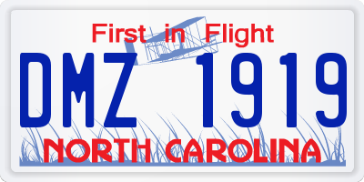 NC license plate DMZ1919