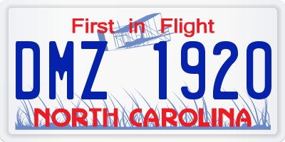 NC license plate DMZ1920