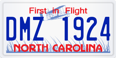 NC license plate DMZ1924