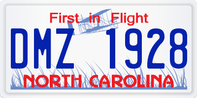 NC license plate DMZ1928