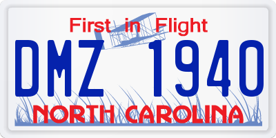 NC license plate DMZ1940