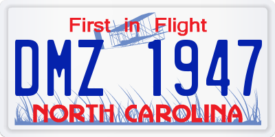 NC license plate DMZ1947