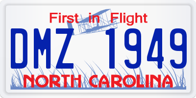 NC license plate DMZ1949