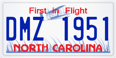 NC license plate DMZ1951