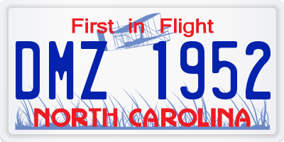 NC license plate DMZ1952