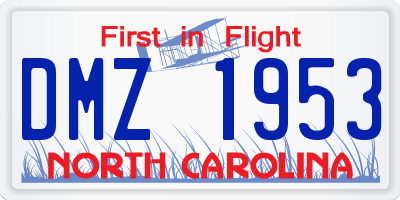 NC license plate DMZ1953