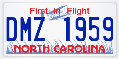 NC license plate DMZ1959