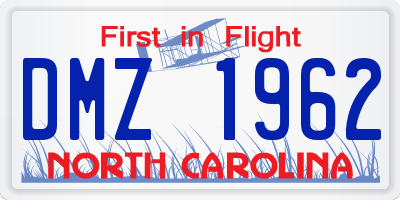 NC license plate DMZ1962