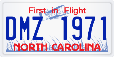 NC license plate DMZ1971
