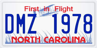 NC license plate DMZ1978