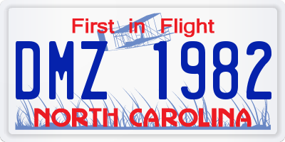 NC license plate DMZ1982