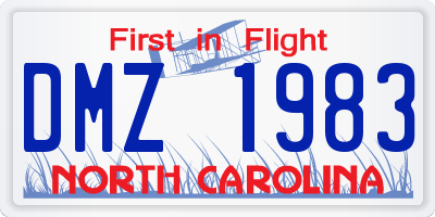 NC license plate DMZ1983