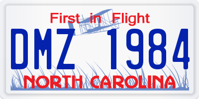 NC license plate DMZ1984