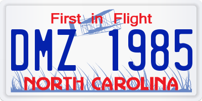 NC license plate DMZ1985
