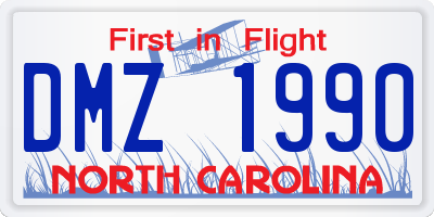 NC license plate DMZ1990