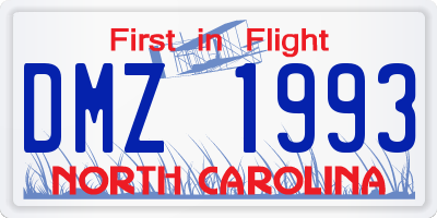 NC license plate DMZ1993
