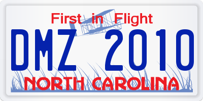 NC license plate DMZ2010