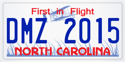 NC license plate DMZ2015
