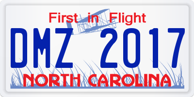 NC license plate DMZ2017
