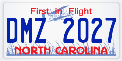NC license plate DMZ2027