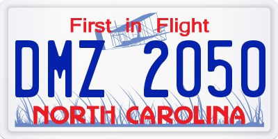 NC license plate DMZ2050