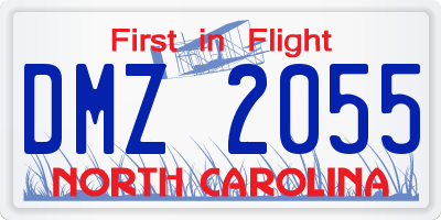 NC license plate DMZ2055