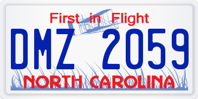 NC license plate DMZ2059