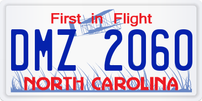 NC license plate DMZ2060