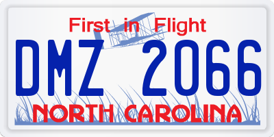 NC license plate DMZ2066