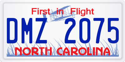 NC license plate DMZ2075