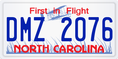 NC license plate DMZ2076