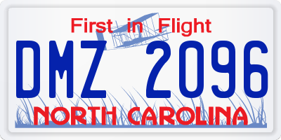 NC license plate DMZ2096