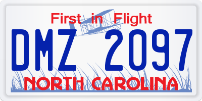 NC license plate DMZ2097