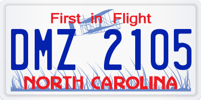 NC license plate DMZ2105