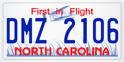 NC license plate DMZ2106