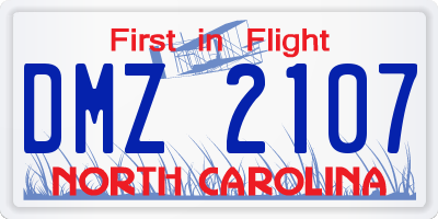 NC license plate DMZ2107