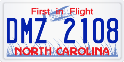 NC license plate DMZ2108