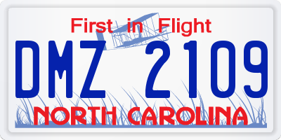 NC license plate DMZ2109