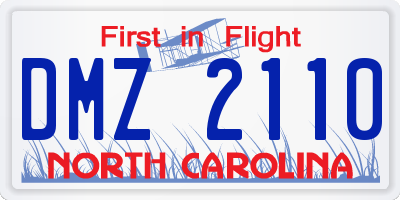 NC license plate DMZ2110