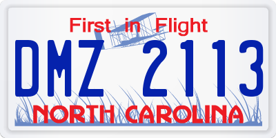 NC license plate DMZ2113