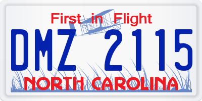 NC license plate DMZ2115