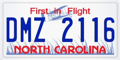 NC license plate DMZ2116