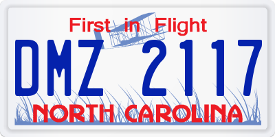 NC license plate DMZ2117