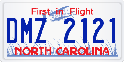 NC license plate DMZ2121